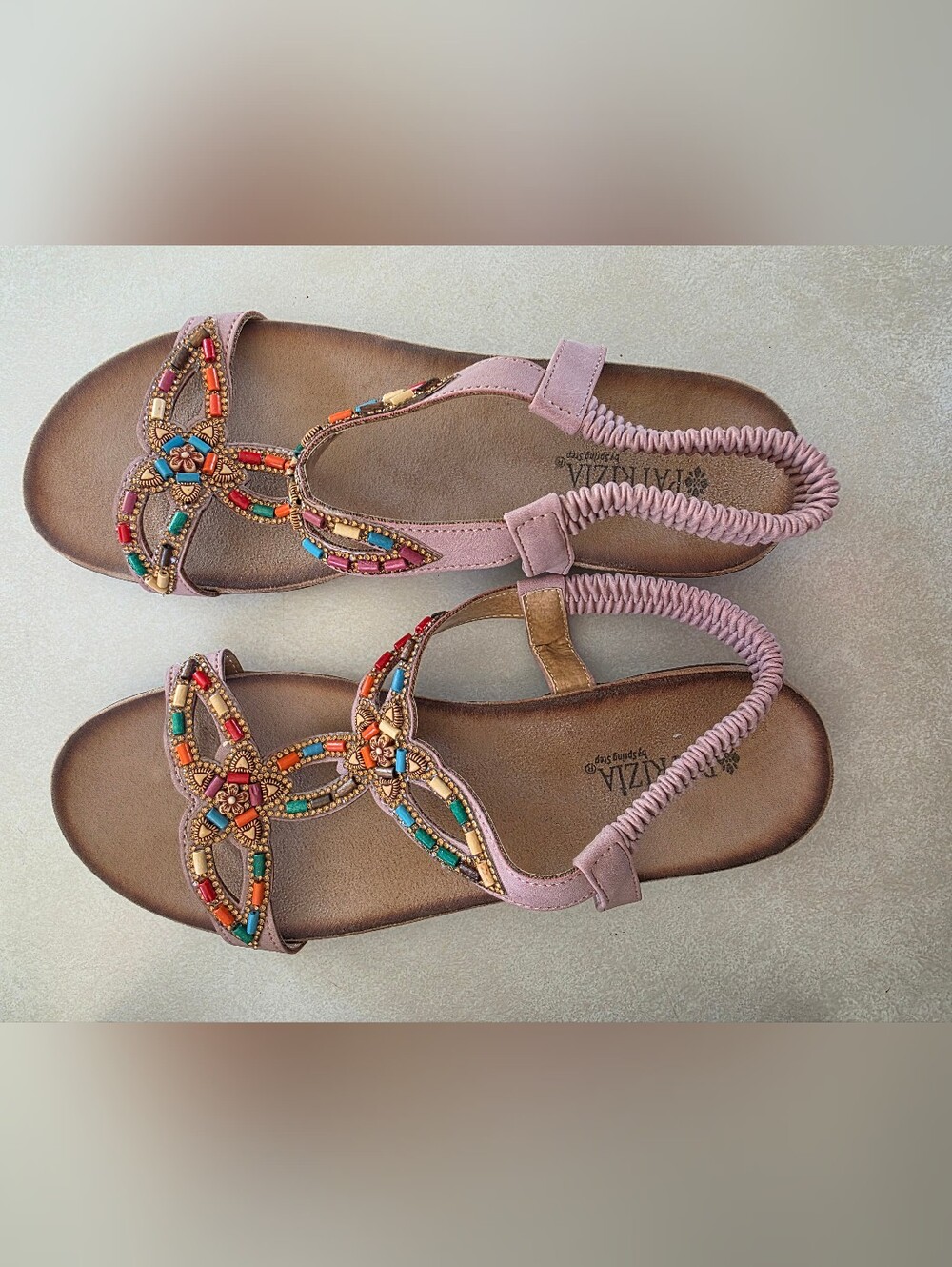 (NIB) Spring Step Pink Beaded Slingback Sandals
